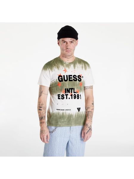 Batikované tričko s krátkými rukávy Guess zelené