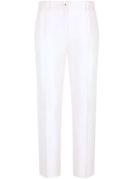 Μεταξωτό παντελόνι Dolce & Gabbana λευκό