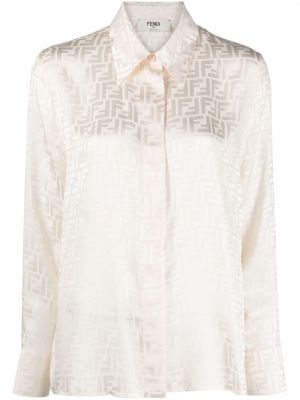 Jedwabna koszula Fendi biała