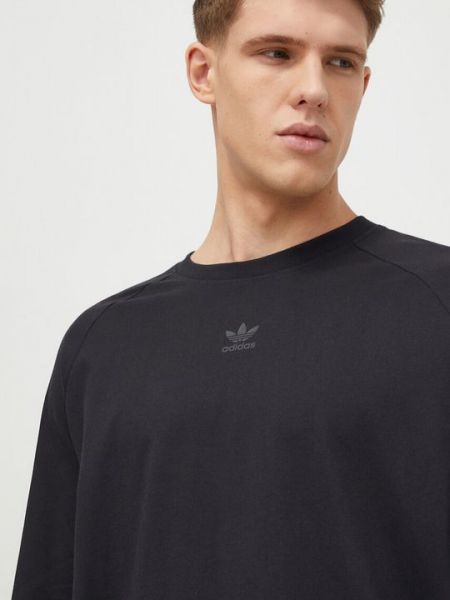 Хлопковый лонгслив с длинным рукавом Adidas Originals черный