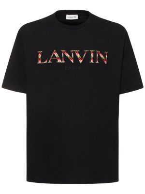 Kokvilnas t-krekls ar izšuvumiem Lanvin balts