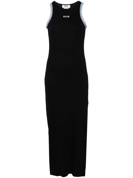 Černé dlouhé šaty s výšivkou Msgm