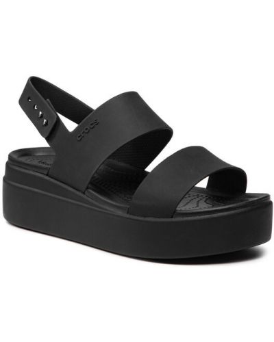 Sandale cu pană Crocs negru