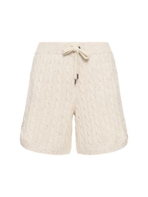 Pantaloncini di cotone in maglia Brunello Cucinelli beige