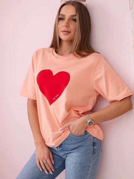 Βαμβακερή μπλούζα με σχέδιο με μοτίβο καρδιά Kesi