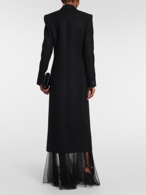 Costume en laine en crêpe Saint Laurent noir