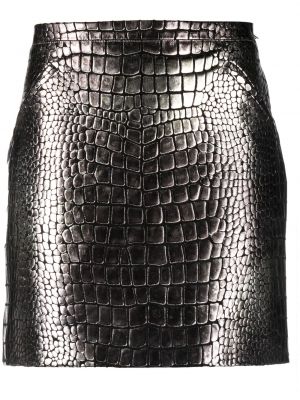 Kožna suknja Tom Ford srebrena