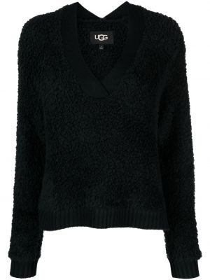 Fleece πουλόβερ με λαιμόκοψη v Ugg μαύρο