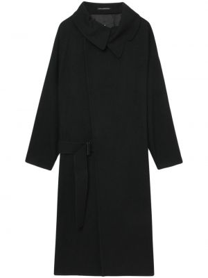 Aszimmetrikus gyapjú kabát Y's fekete