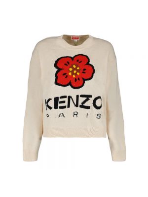 Sweter w kwiatki z długim rękawem Kenzo biały