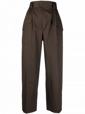 Pantalones rectos de cintura alta Yves Saint Laurent Pre-owned marrón