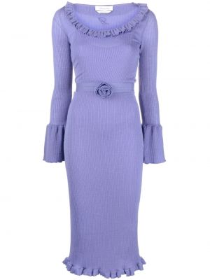 Плетена миди рокля с волани Blumarine виолетово