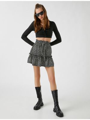 Mini suknja s cvjetnim printom Koton crna