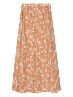Hedvábné dlouhá sukně s potiskem s abstraktním vzorem Alysi
