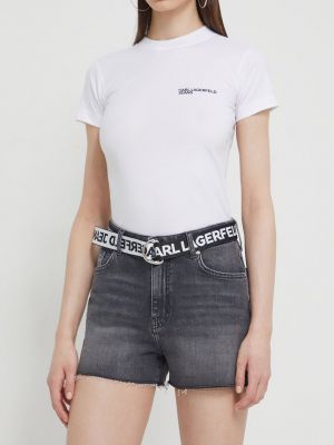 Kratke traper hlače visoki struk Karl Lagerfeld Jeans siva