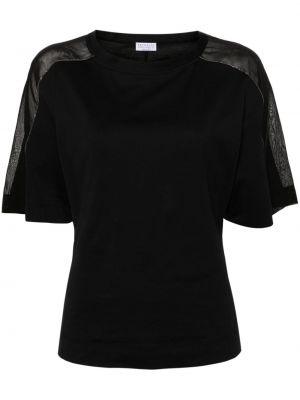 Kokvilnas t-krekls Brunello Cucinelli melns