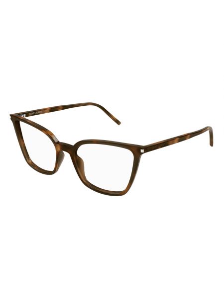 Okulary skórzane klasyczne Saint Laurent brązowe