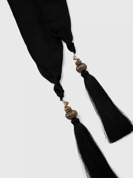 Чорний однотонний шовковий шарф Luisa Spagnoli