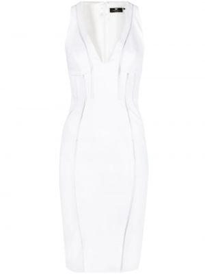 V-nyakú ujjatlan testhezálló midi ruha Elisabetta Franchi - fehér