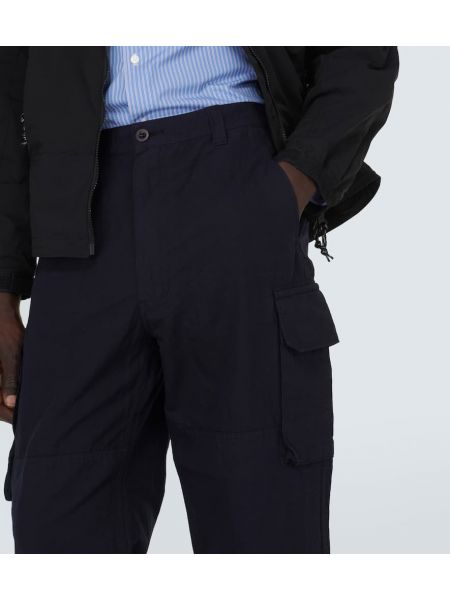 Bavlněné lněné cargo kalhoty Comme Des Garçons Homme modré