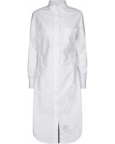 Хлопковое рубашка платье миди Thom Browne, белое