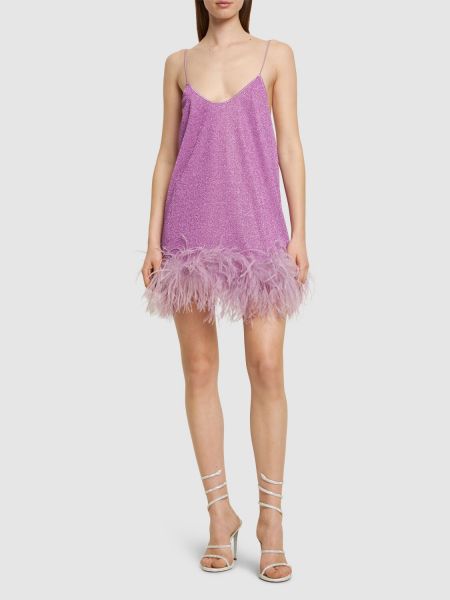 Mini obleka s perjem Oséree Swimwear vijolična