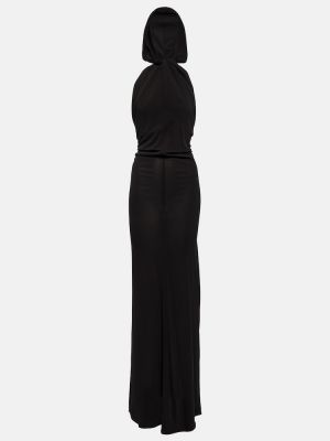 Rochie lunga cu glugă din jerseu Saint Laurent negru