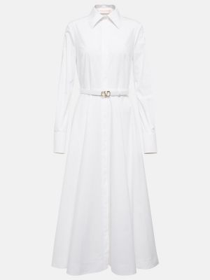 Pamučna midi haljina Valentino bijela