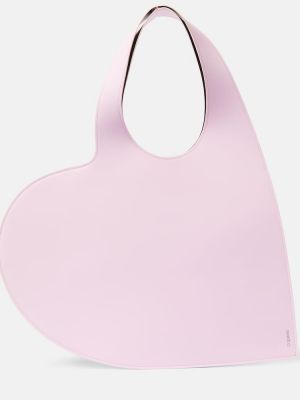 Δερμάτινη τσάντα shopper με μοτίβο καρδιά Coperni ροζ