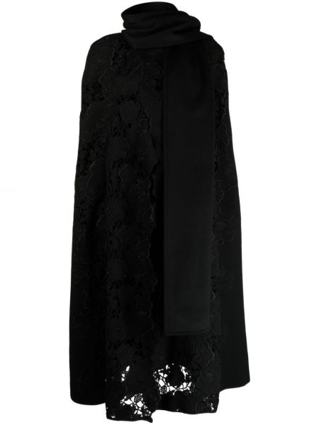 Palton de lână cu model floral Elie Saab negru