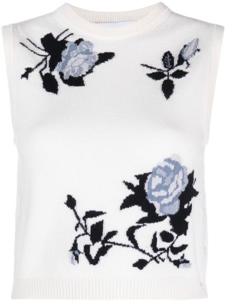Pleteni top bez rukava s cvjetnim printom Thom Browne bijela