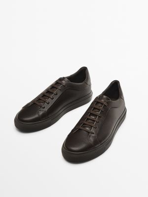 Кожаные кроссовки Massimo Dutti коричневые