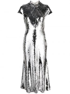 Sukienka koktajlowa z cekinami Self-portrait srebrna