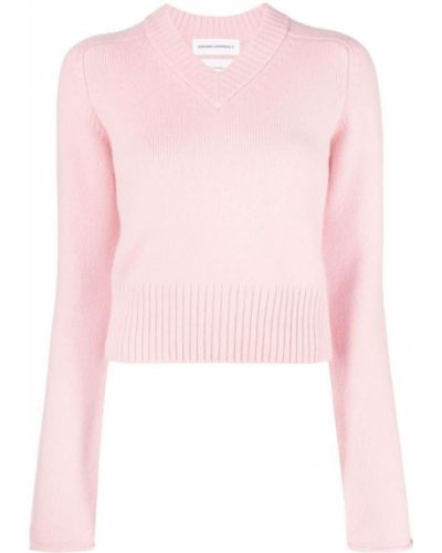 V-hals strikket kashmir lang genser Extreme Cashmere rosa