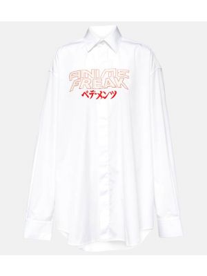 Oversized βαμβακερό πουκάμισο με σχέδιο Vetements λευκό