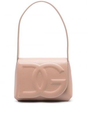 Δερμάτινη τσάντα ώμου Dolce & Gabbana ροζ