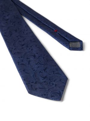 Jedwabny krawat żakardowy Brunello Cucinelli niebieski