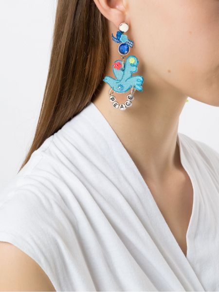 Boucles d'oreilles avec perles à boucle Amir Slama bleu