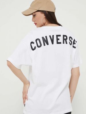 Bavlněné tričko Converse bílé