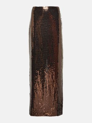 Falda larga con lentejuelas Taller Marmo marrón