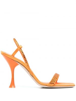 Usnjene sandali s kristali 3juin oranžna