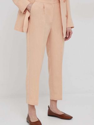 Pennyblack pantaloni femei, culoarea portocaliu, drept, high waist