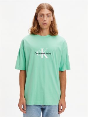 Oversized tričko Calvin Klein Jeans zelené