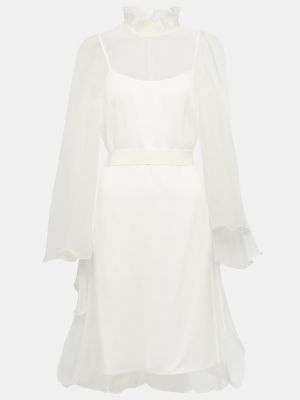 Шелковое платье мини с рюшами Max Mara белое