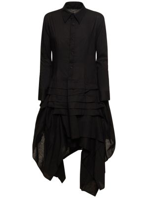 Vestido midi de algodón de muselina Yohji Yamamoto negro