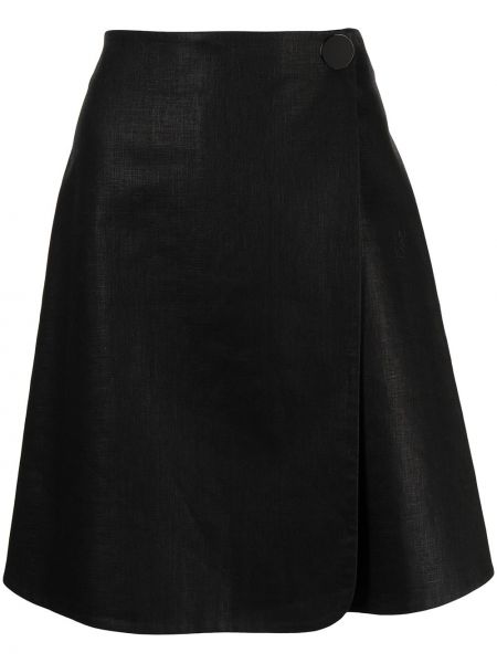 Lněné midi sukně s vysokým pasem Céline Pre-owned - černá