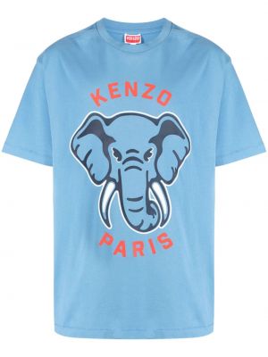 T-shirt di cotone con stampa Kenzo blu