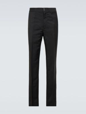 Moherowe spodnie klasyczne wełniane Givenchy czarne