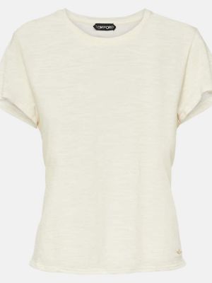 T-shirt di cotone in jersey Tom Ford bianco
