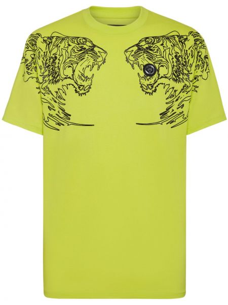 Bombažna športna majica s tigrastim vzorcem Plein Sport